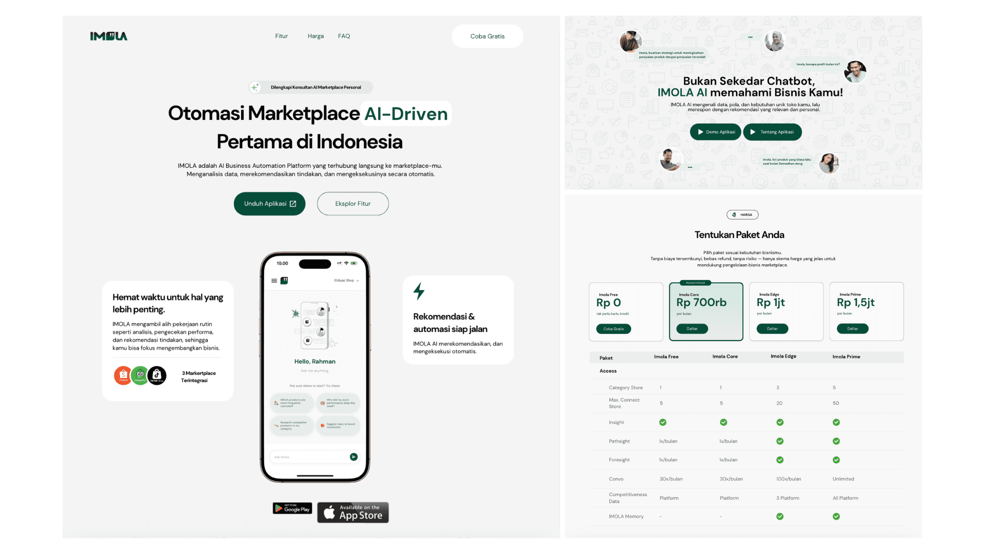 Landing Page IMOLA — Aplikasi Analitik Marketplace Mobile